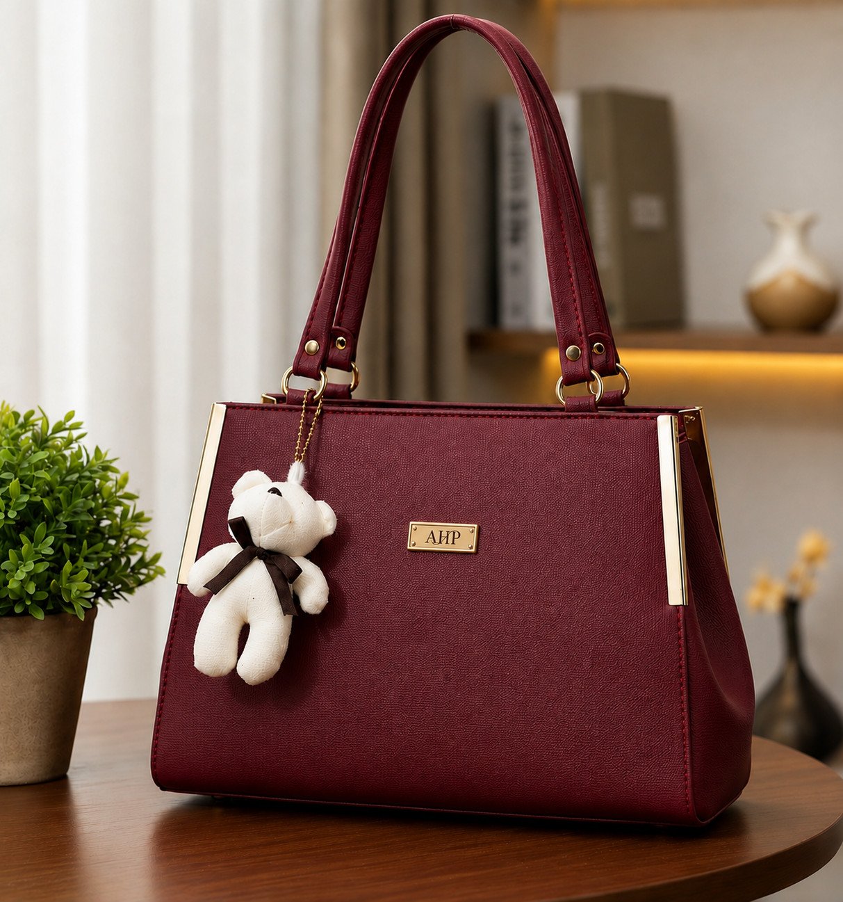 AHP Premium Women's PU Leather Shoulder Tote Bag | Elegant Office & Everyday Handbag (Wine Red)