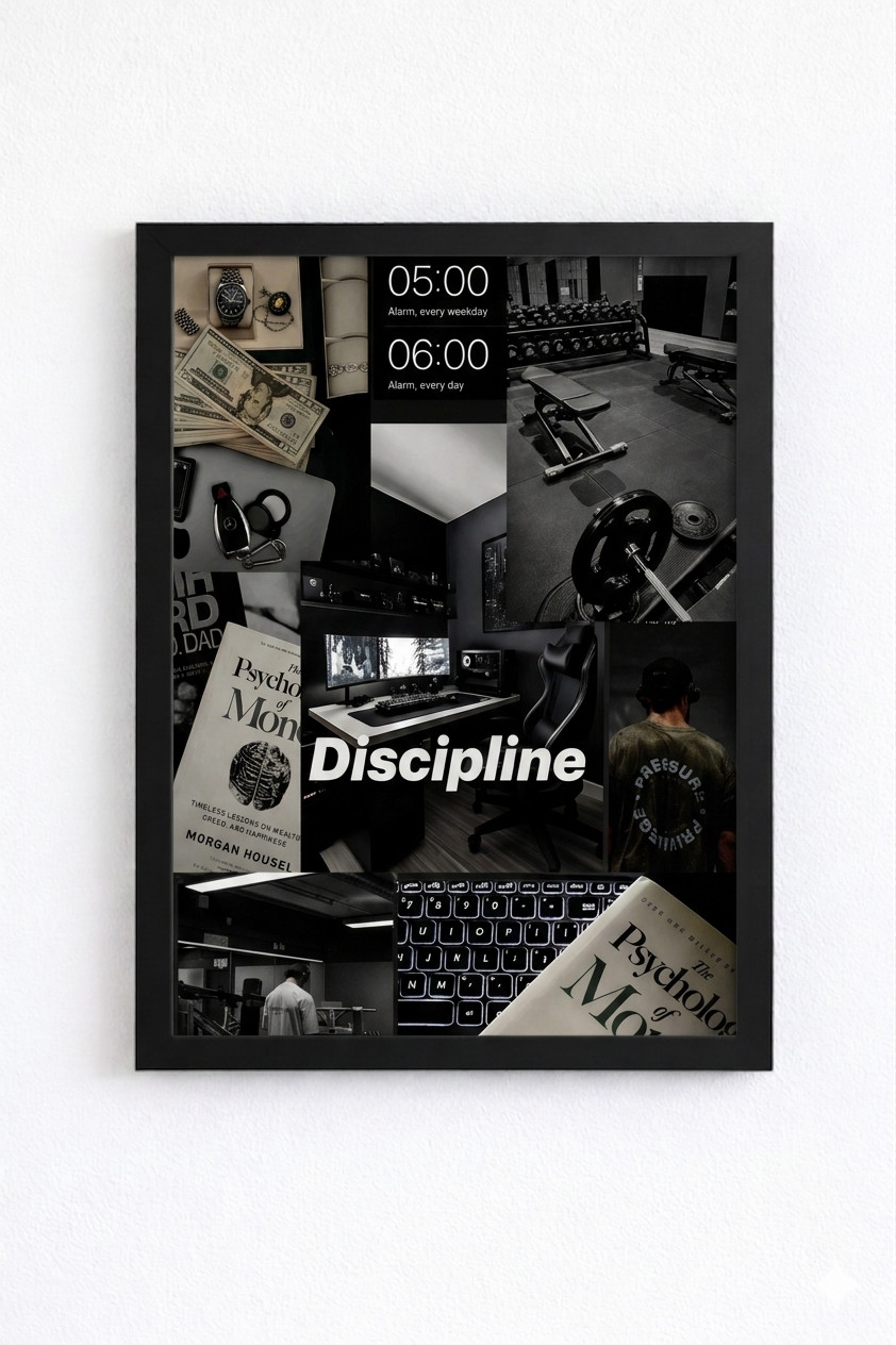 Discipline Motivation Wall Frame Poster A4 Size | Success Mindset Room Decor Frame