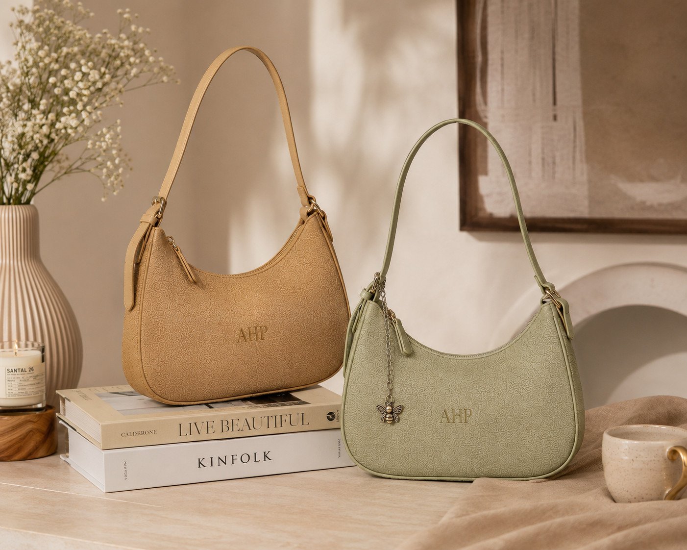 AHP Premium Women's Vegan Leather Shoulder Bag | Convertible Crossbody Handbag (Sage Green)