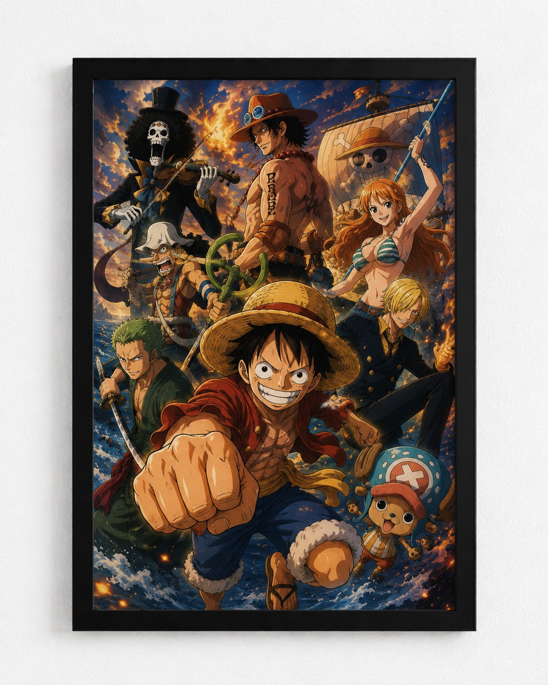 One Piece Premium Anime Wall Frame | Monkey D. Luffy HD Poster with Black Frame