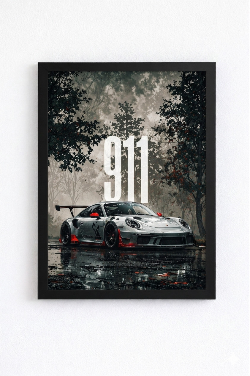 911 Porsche GT3 RS Supercar Wall Frame HD Poster | Premium A4 Sports Car Wall Art