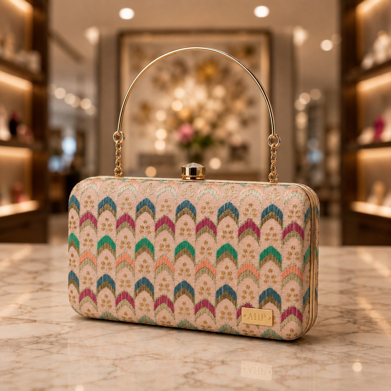 AHP Premium Women's Embroidered Clutch Purse | Designer Party & Wedding Handbag (Multicolor)