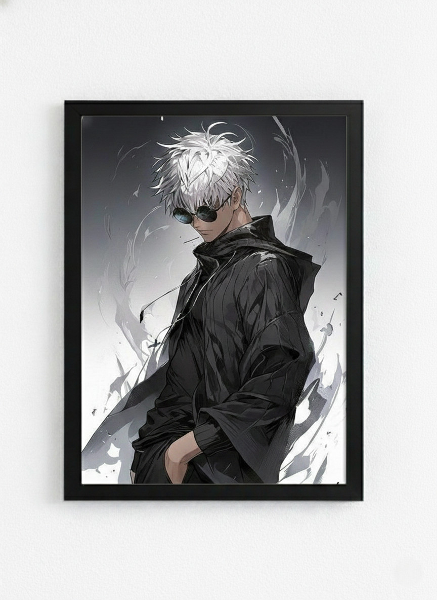 Gojo Satoru Anime Wall Frame A4 Size | Jujutsu Inspired HD Poster for Room Decor