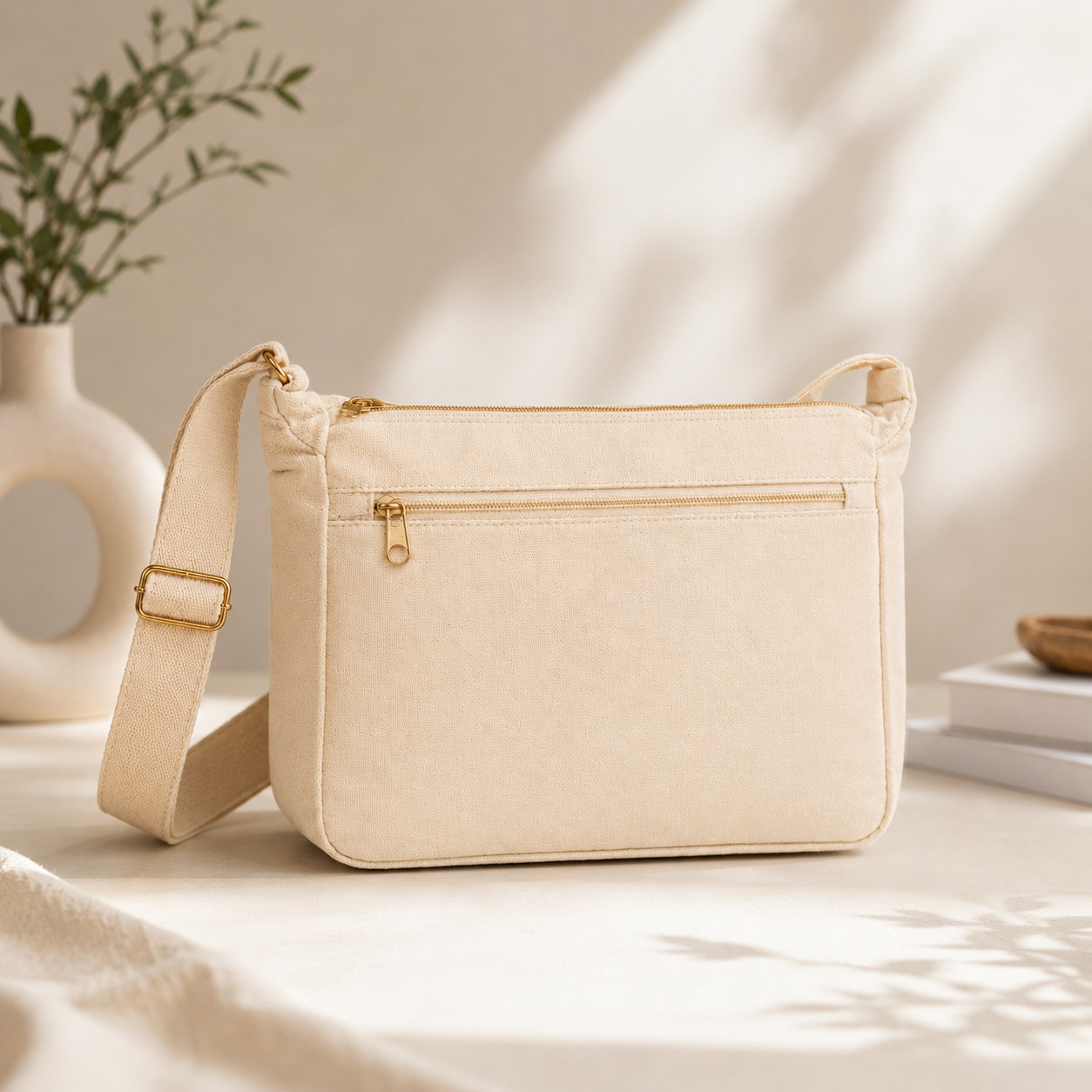 Premium Canvas Crossbody Sling Bag for Women | Adjustable Shoulder Messenger Bag with Zipper