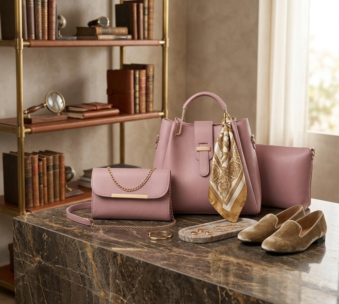Premium Pink 3-Piece Handbag Set for Women