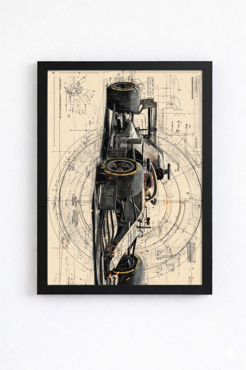 Formula 1 Racing Car Blueprint Wall Frame HD Poster | Premium A4 Motorsport Wall ArtFormula 1 Racing Car Blueprint Wall Frame HD Poster | Premium A4 Motorsport Wall Art